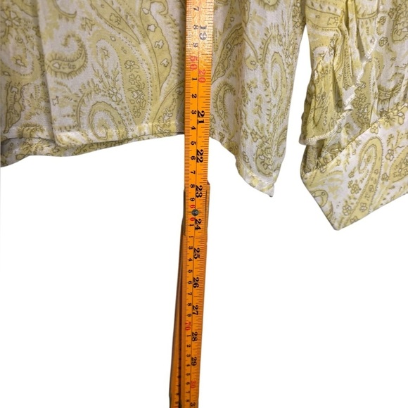 Yellow Paisley Ruffle Romantic Sheer Lucky Brand Long Sleeve Blouse Size XS - Picture 8 of 9